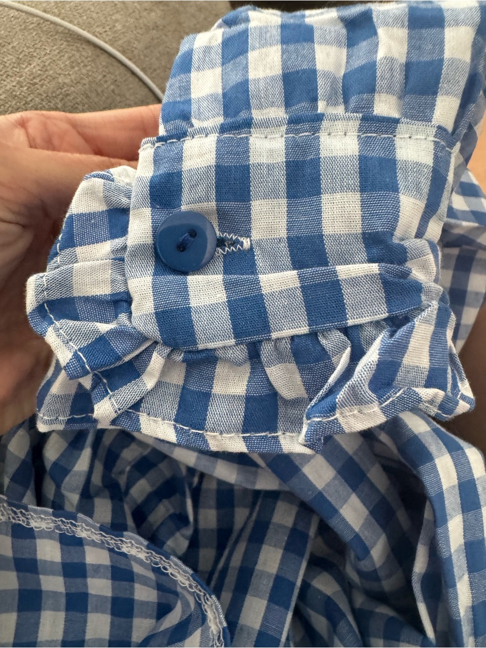 Rosa Clothing Gingham Check Plaid Ruffled Detail Shirt Blouse New - Picture 7 of 7